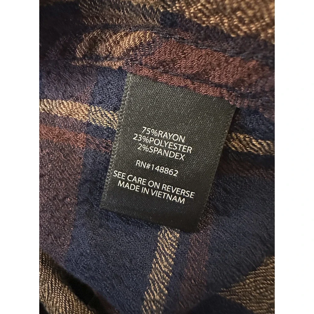 Torrid Lizzie Crinkle Flannel Gauze Button Up Tunic Navy Plaid Plus Size 3 3X - Picture 6 of 13